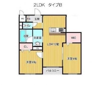間取り図　１号室(2LDKタイプB)
