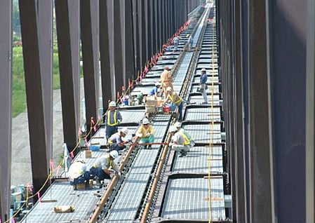 石狩川橋りょう　鋼直結軌道工事